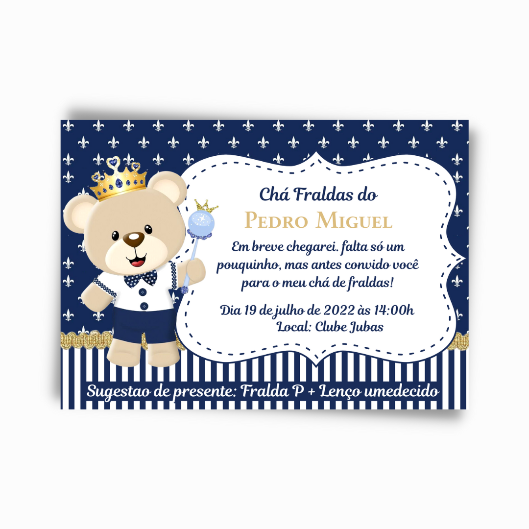 Convite Chá de Bebê Ursinho
