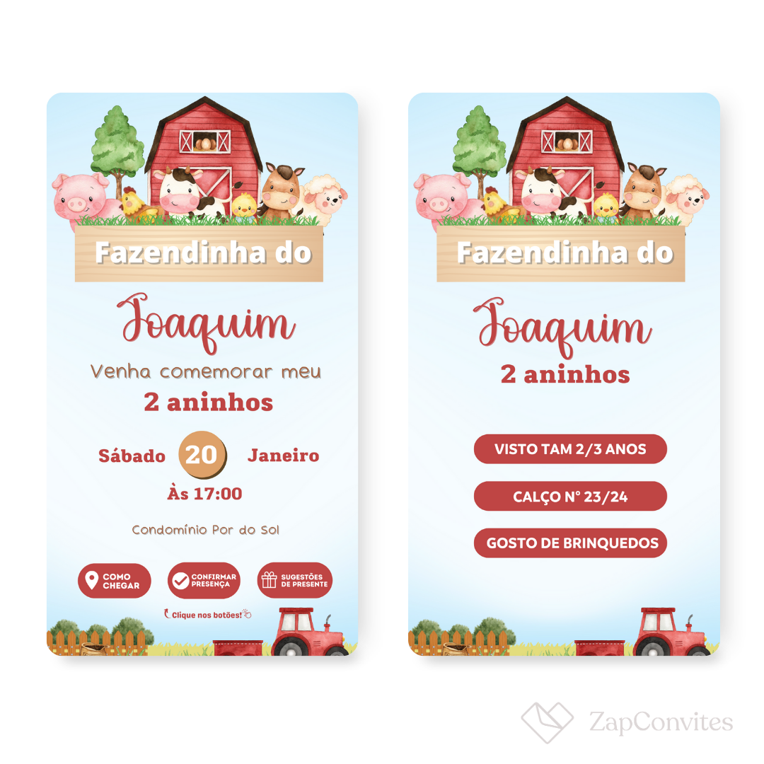 Convite Fazendinha Menino