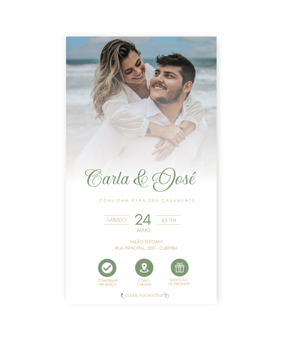 Convite Digital Interativo Casamento Verde - Rubi