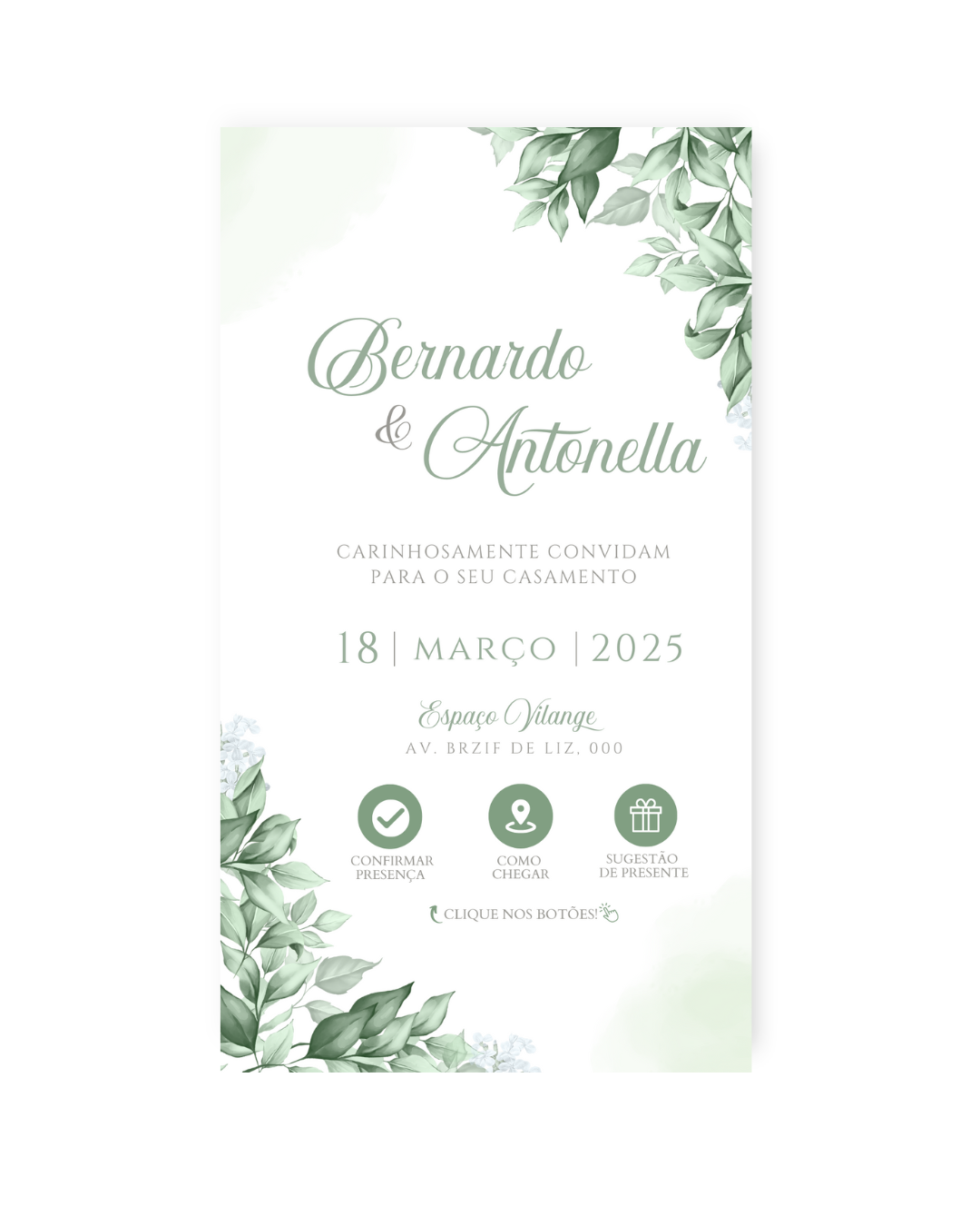 Convite Digital Interativo Casamento Verde - Rubi