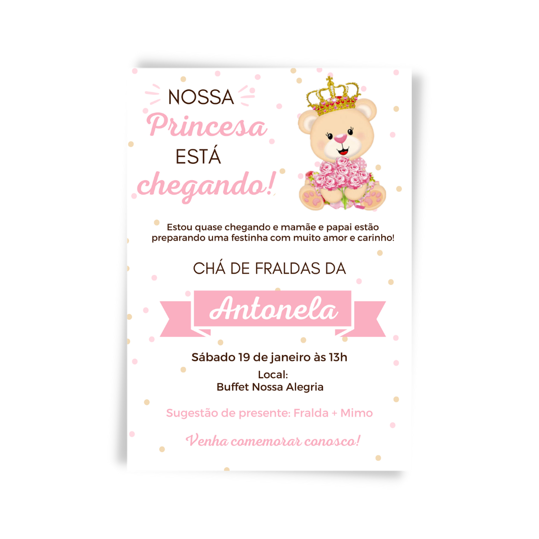 Convite Chá de Bebê Ursinha