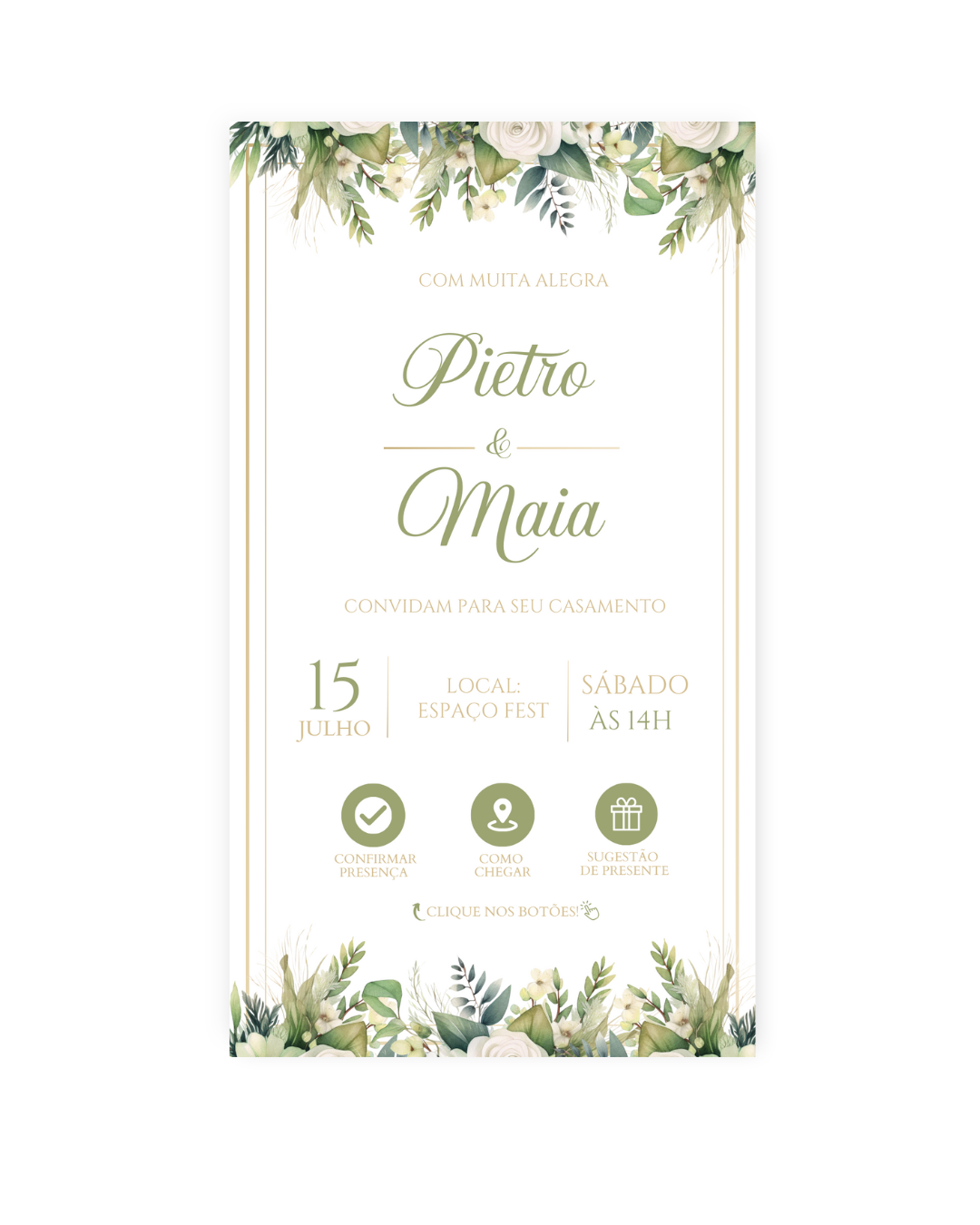 Convite Digital Interativo Casamento Verde - Rubi