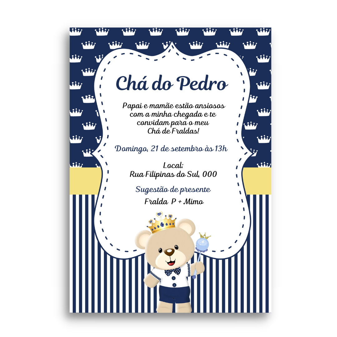 Convite Chá de Bebê Ursinho