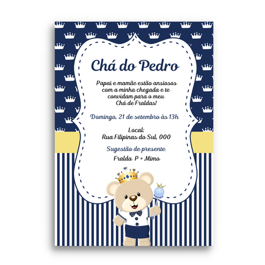 Convite Chá de Bebê Ursinho