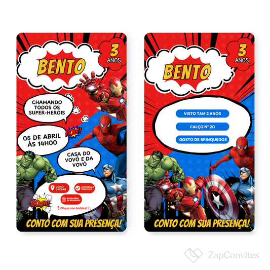 Convite Vingadores