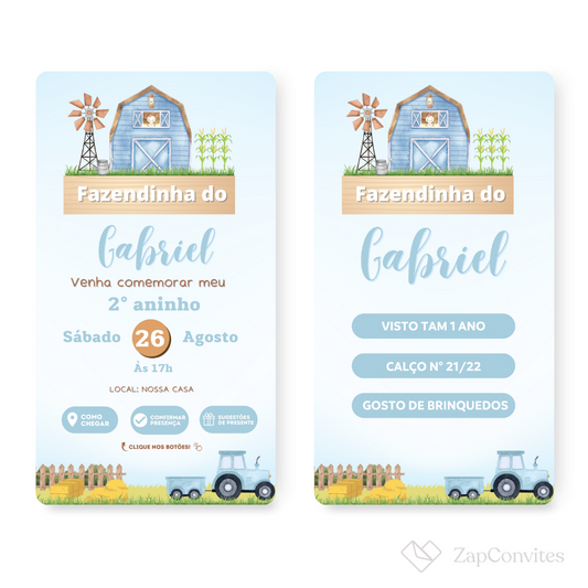 Convite Fazendinha Menino