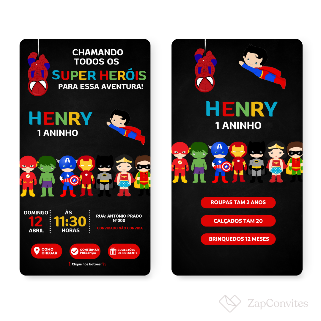 Convite Vingadores