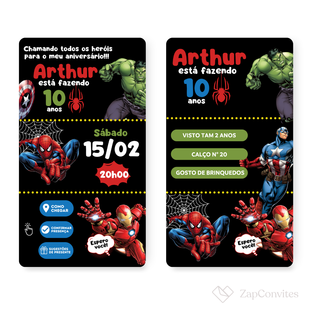 Convite Vingadores