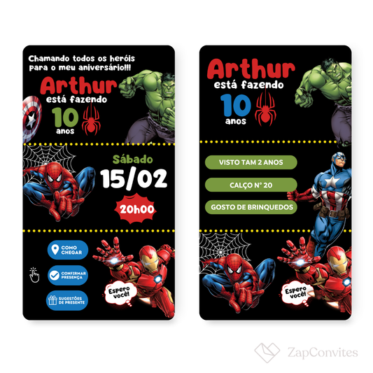 Convite Vingadores