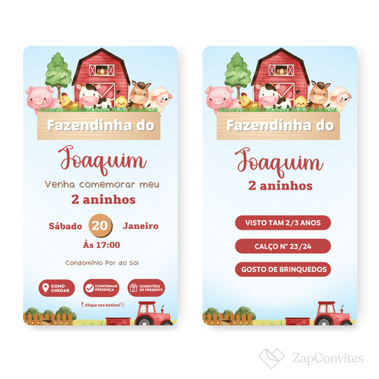 Convite Fazendinha Menino