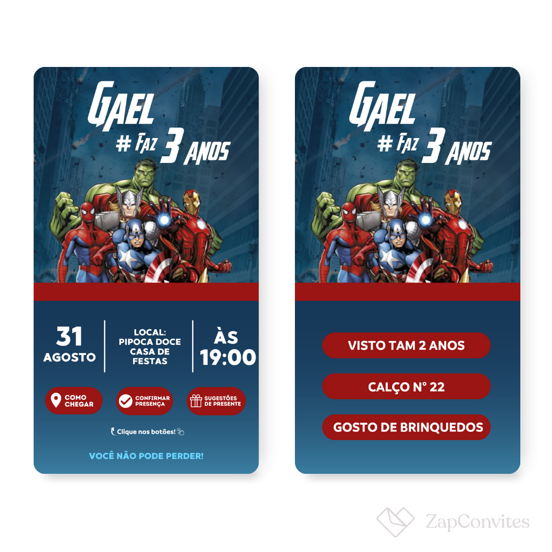 Convite Vingadores