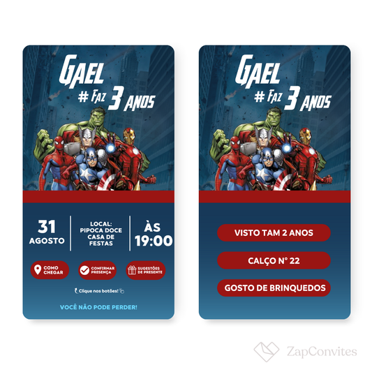 Convite Vingadores