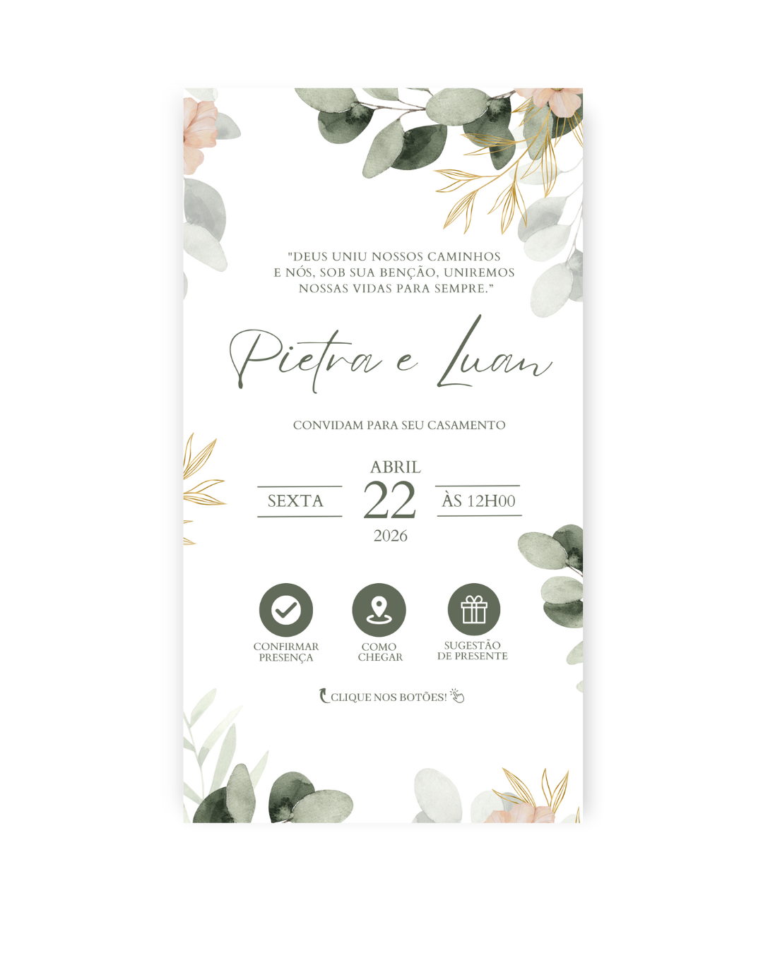 Convite Digital Interativo Casamento Verde - Rubi