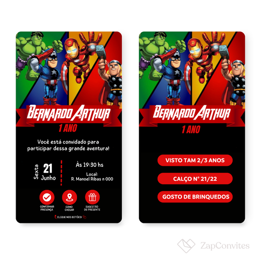 Convite Vingadores