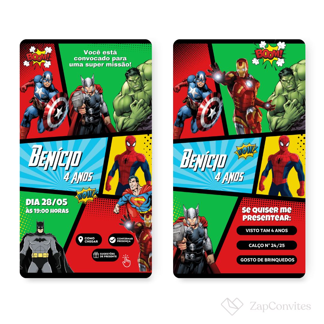 Convite Vingadores