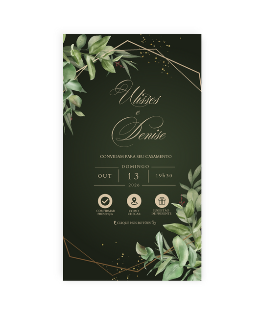 Convite Digital Interativo Casamento Verde - Rubi