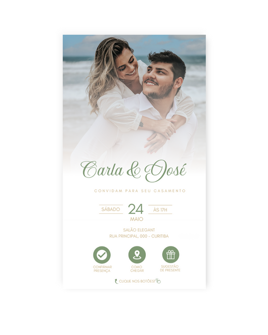 Convite Digital Interativo Casamento Verde - Rubi