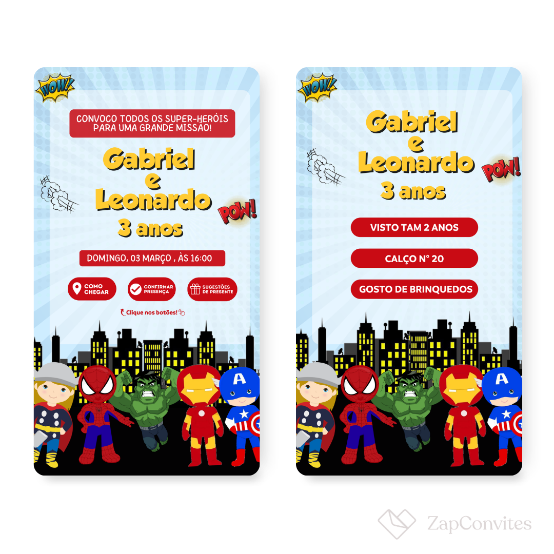 Convite Vingadores