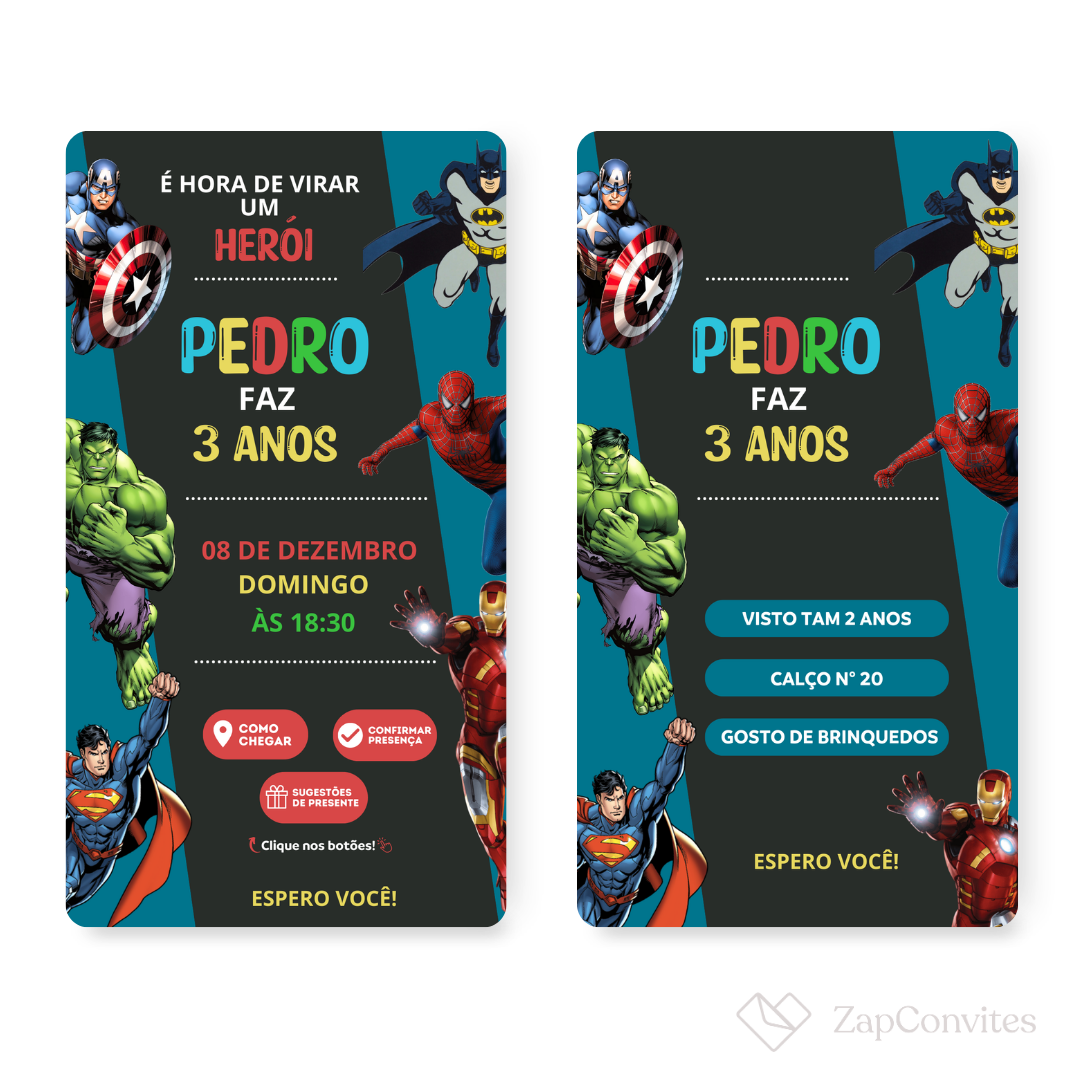 Convite Vingadores