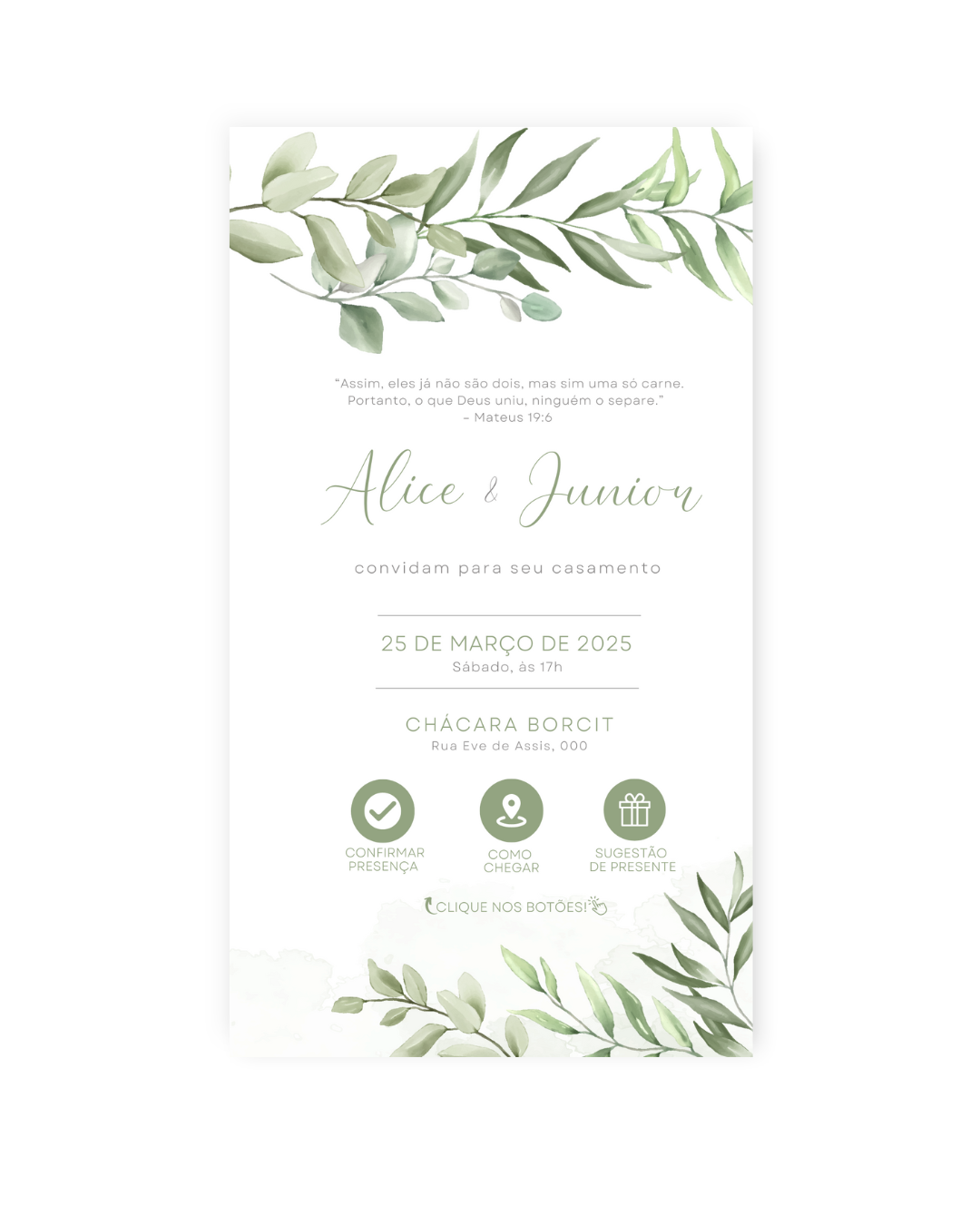 Convite Digital Interativo Casamento Verde - Rubi