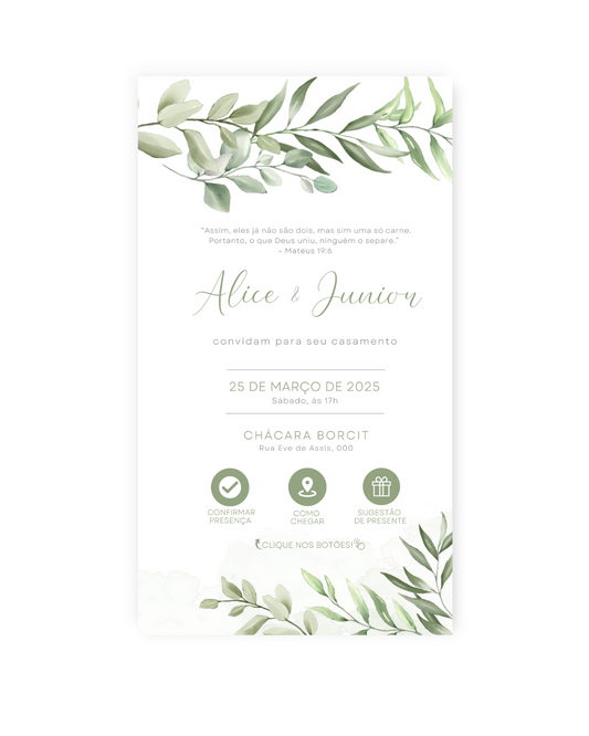 Convite Digital Interativo Casamento Verde - Rubi