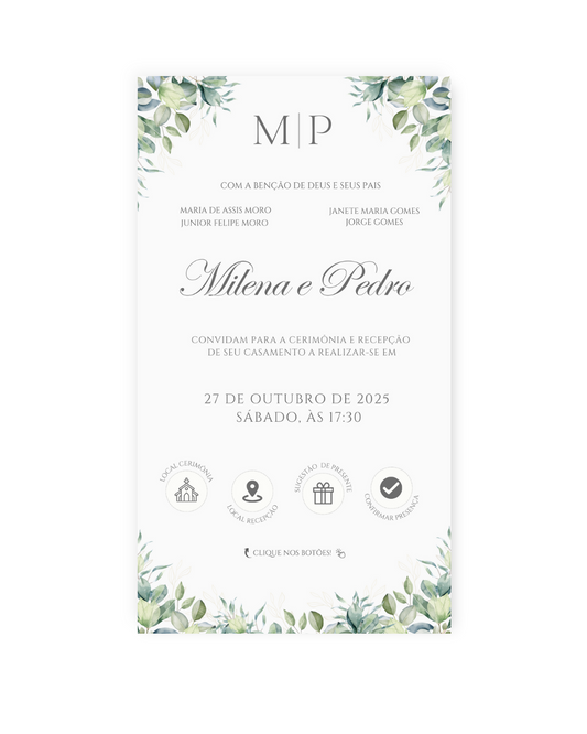 Convite Digital Interativo Casamento Verde - Rubi