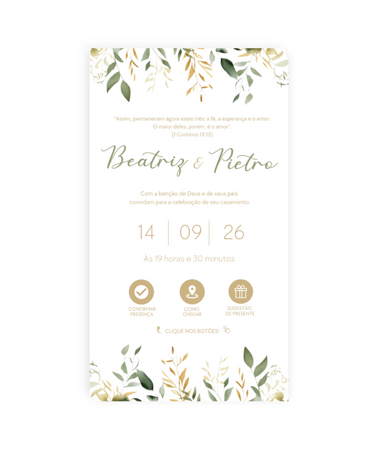 Convite Digital Casamento Verde - Rubi