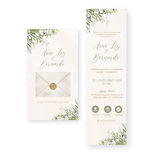 Convite Infinity Casamento Verde - Royale 01