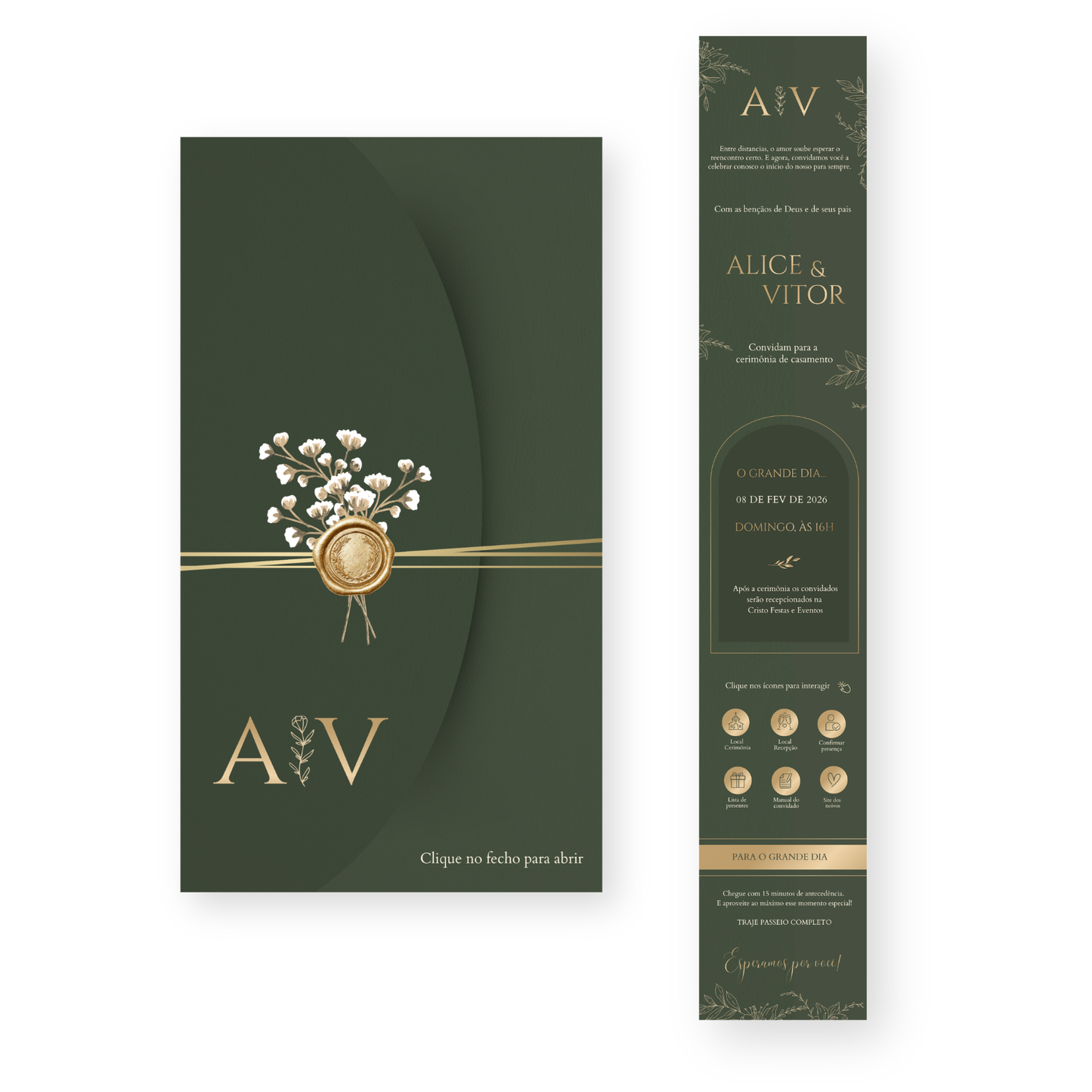 Convite Infinity Casamento Verde - Elegance 02