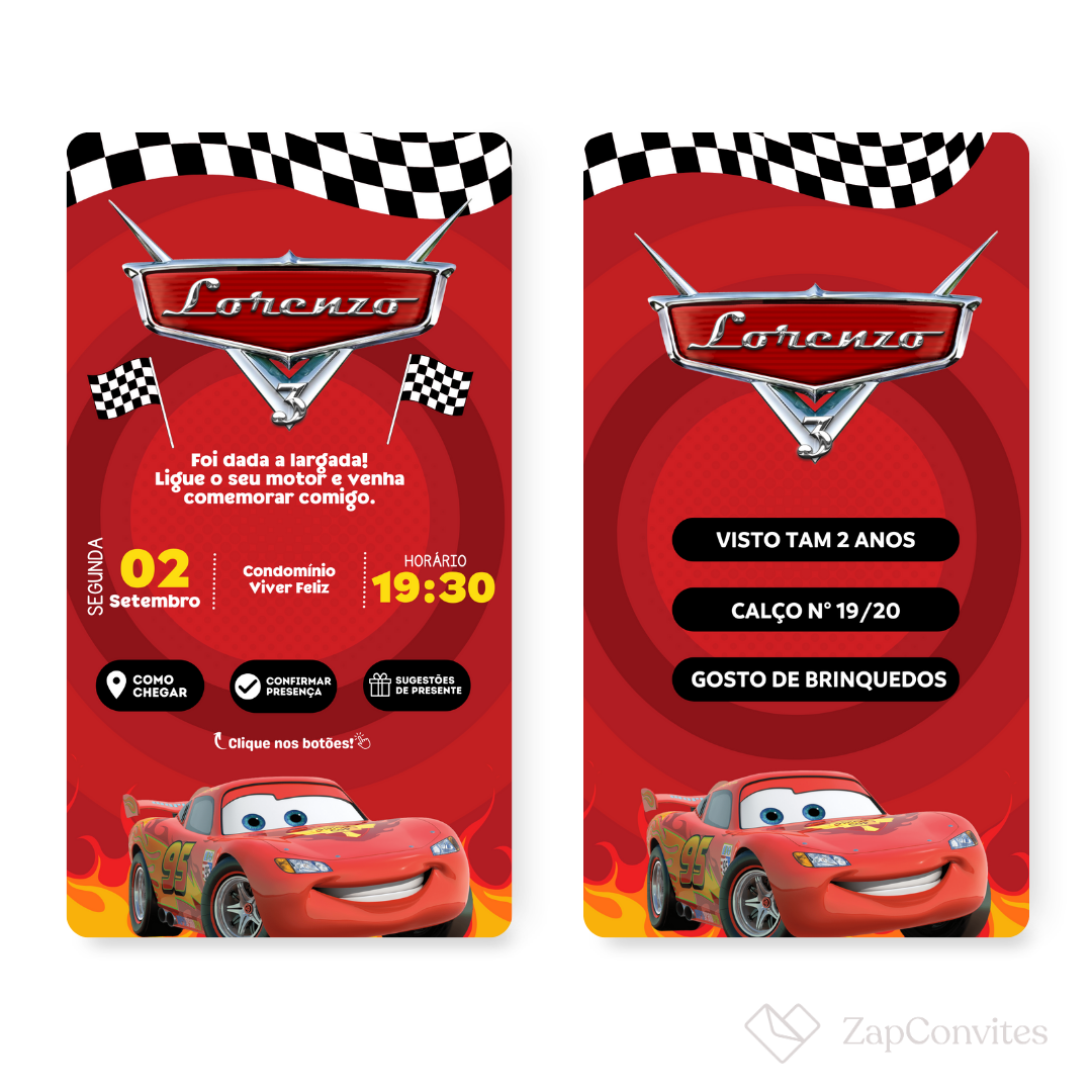 Convite Mcqueen
