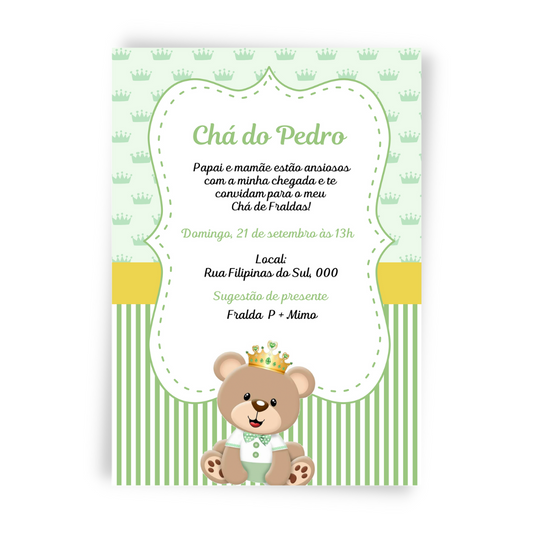 Convite Chá de Bebê Ursinho