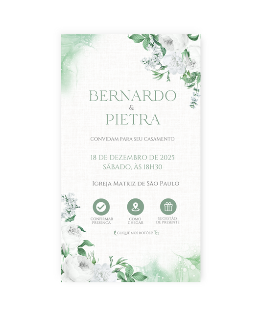 Convite Digital Interativo Casamento Verde - Rubi