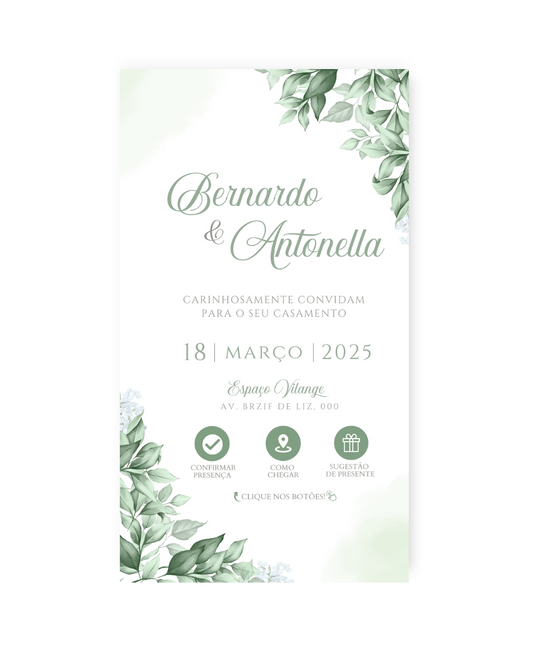 Convite Digital Interativo Casamento Verde - Rubi