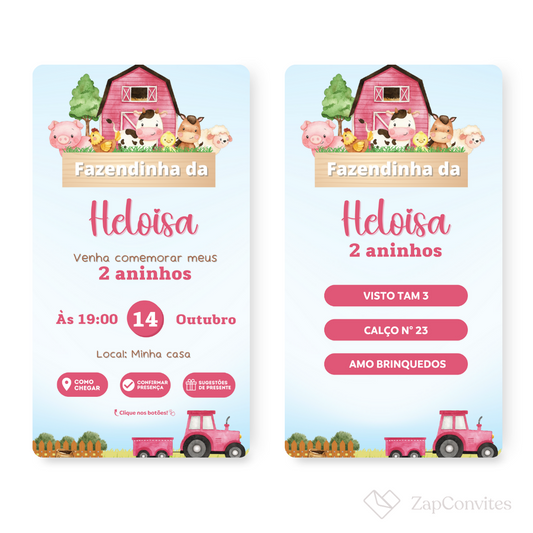 Convite Fazendinha Menina