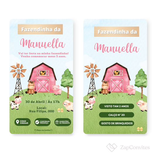Convite Fazendinha Menina