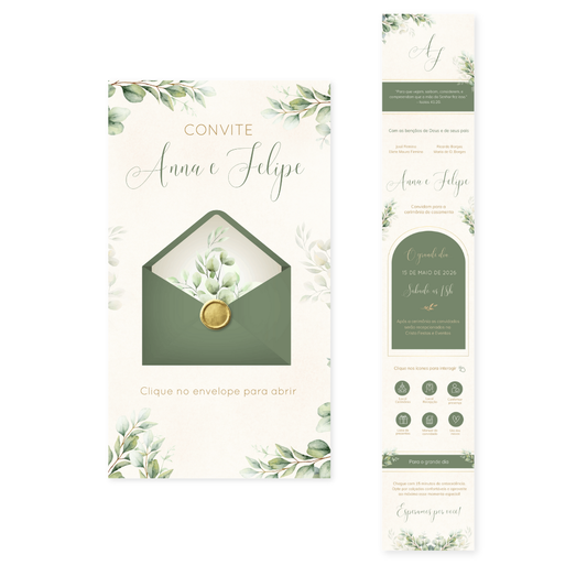 Convite Infinity Casamento Verde - Elegance 01