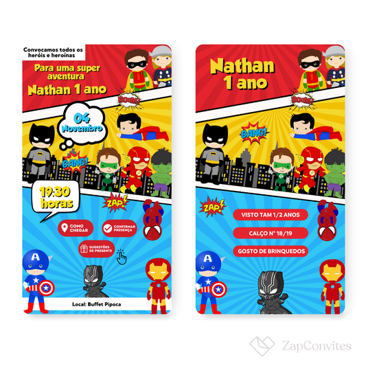 Convite Vingadores