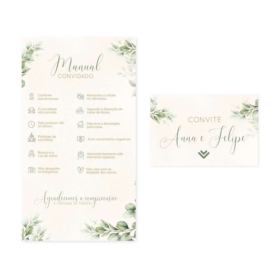Convite Infinity Casamento Verde - Elegance 01