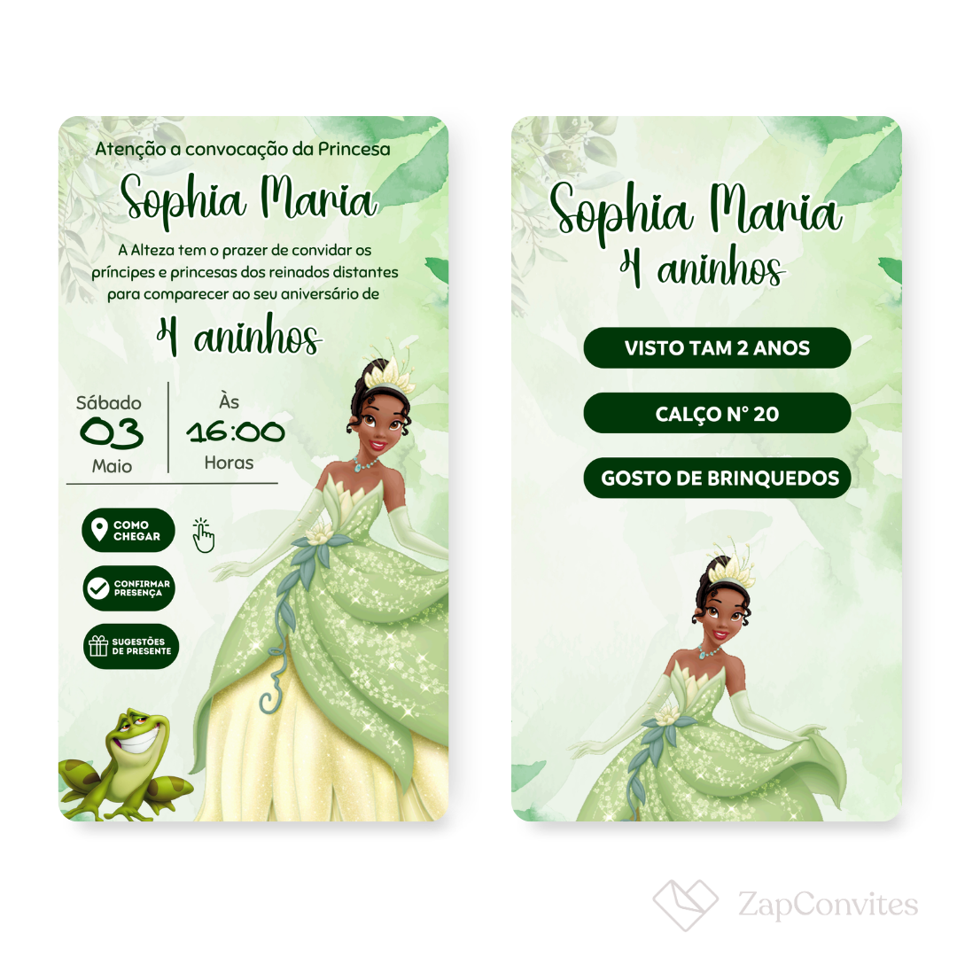 Convite Princesa Tiana