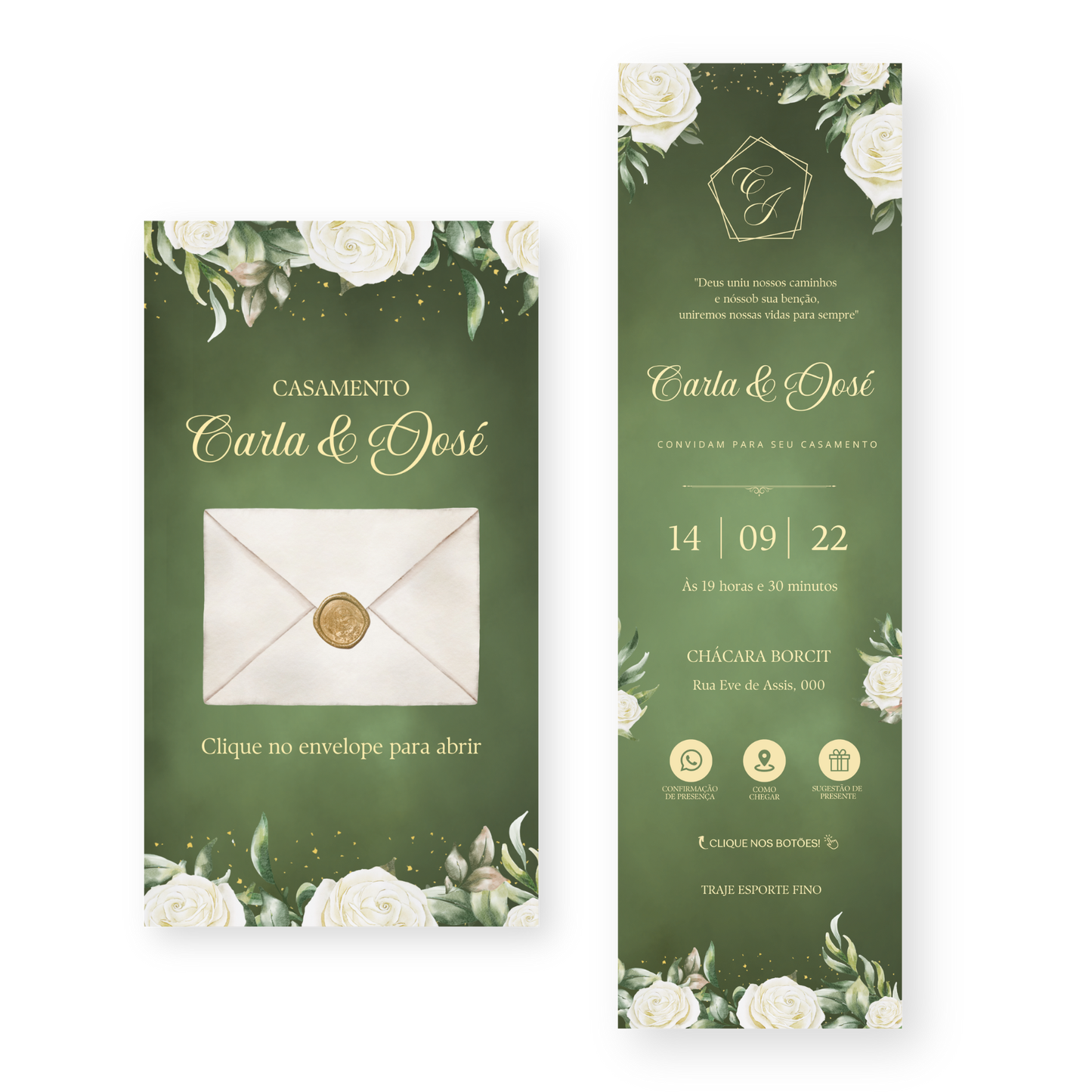 Convite Infinity Casamento Verde - Royale 03