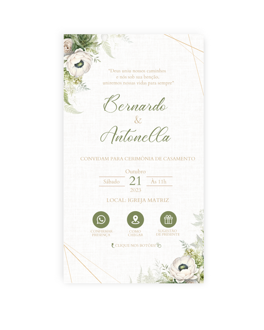 Convite Digital Casamento Verde - Rubi