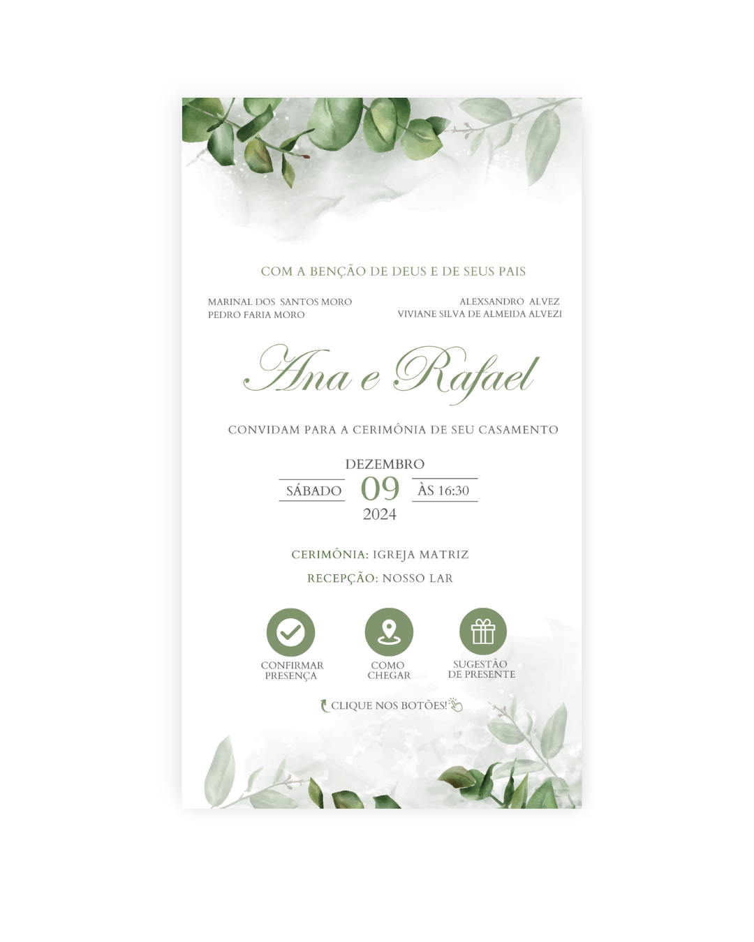 Convite Digital Interativo Casamento Verde - Rubi