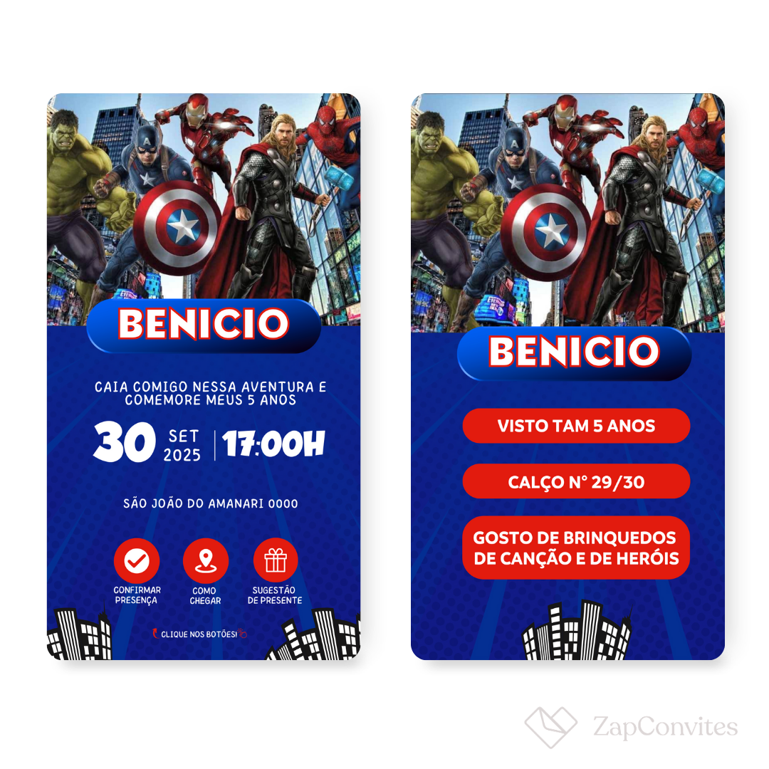 Convite Vingadores