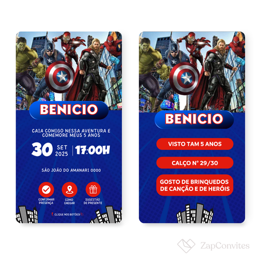 Convite Vingadores