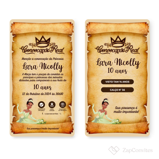 Convite Princesa Tiana