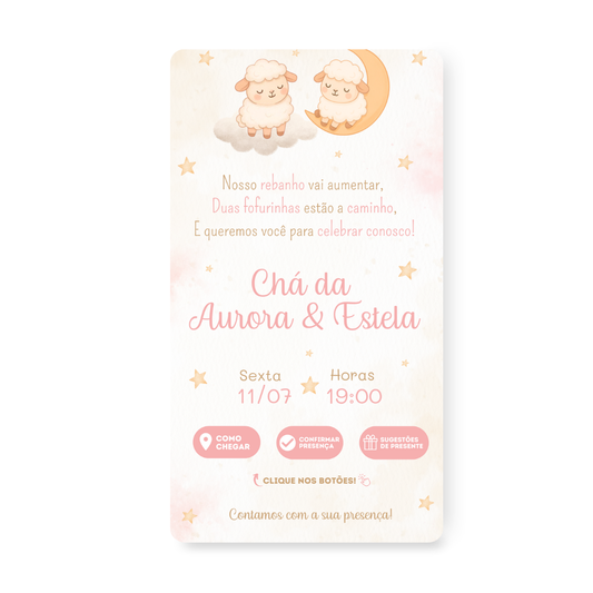 Convite Digital Interativo Premium Chá de Bebê Ovelhinha