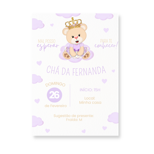Convite Chá de Bebê Ursinha
