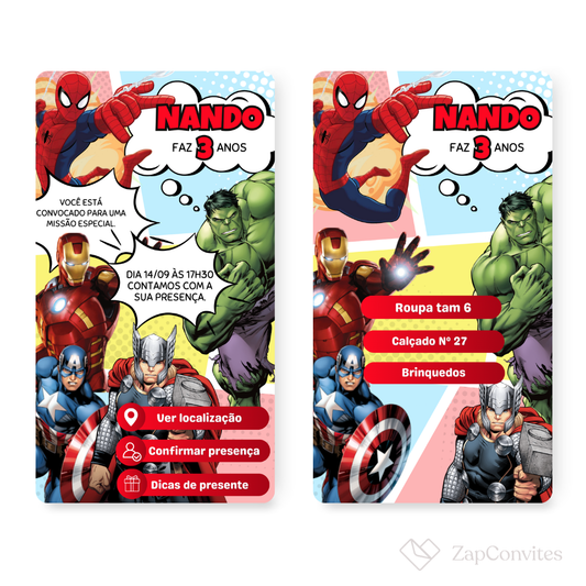 Convite Vingadores