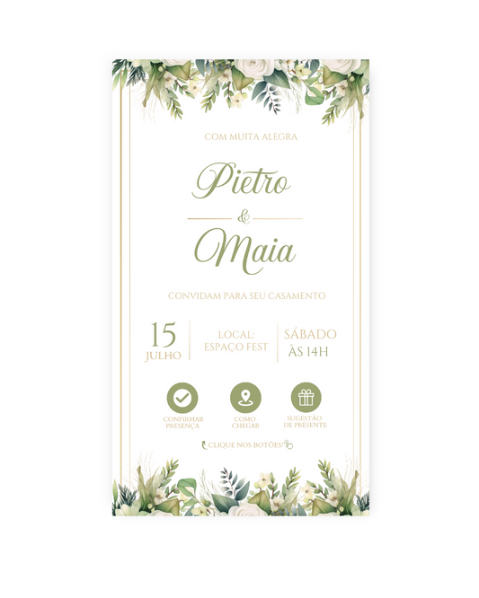Convite Digital Interativo Casamento Verde - Rubi