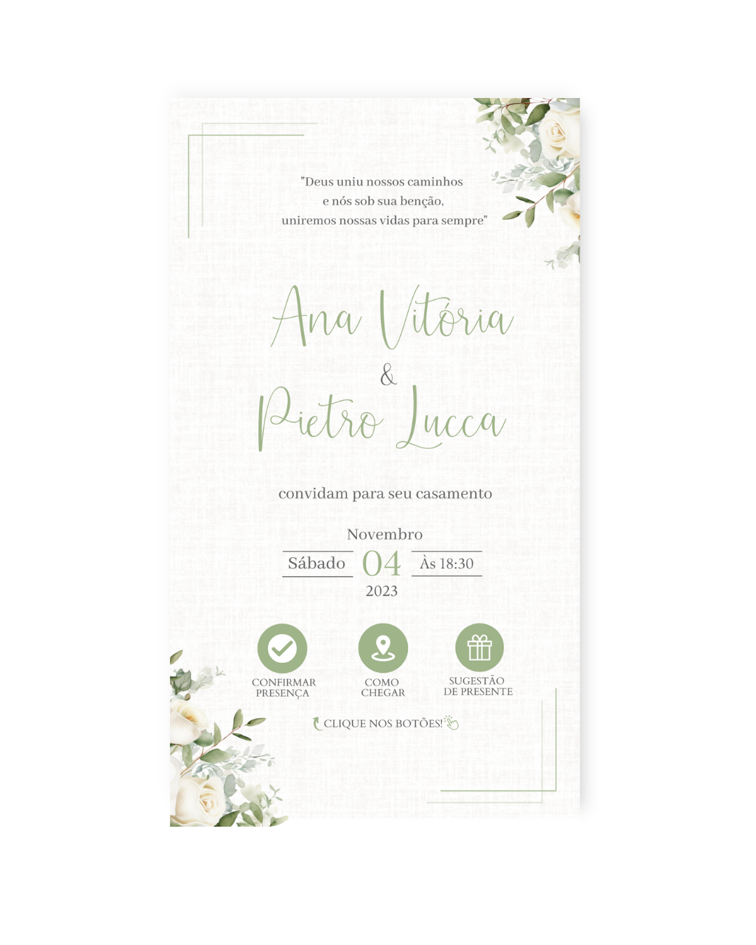 Convite Digital Interativo Casamento Verde - Rubi